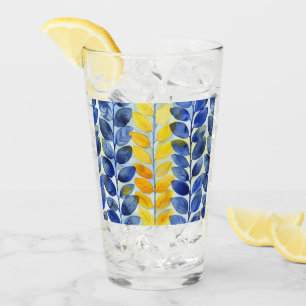 Verre Feuilles jaune et bleu