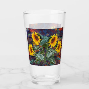 Verre Feuilles rustiques d'automne et tournesols