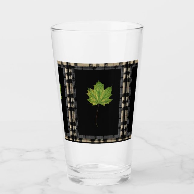 VERRE FEUILLES VERTES SUR NOIR (Devant)