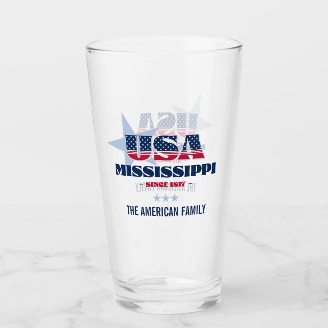Verre Fierté patriotique du Mississippi personnalisée (Devant)