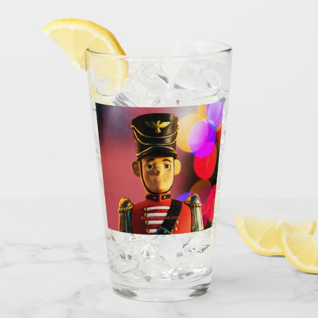 Verre figurine de soldat de jouets de Noël SlipperyJoe g (Devant glace)