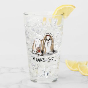 Verre Fille de maman Chih Tzu (blanc tan) Chien Maman mi