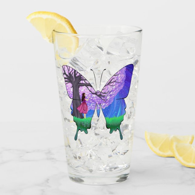 Verre Fille la nuit en forme de papillon (Devant glace)