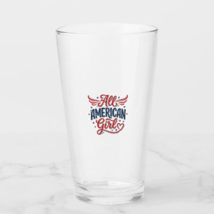 Verre Fille tout à fait américaine dessin vectoriel vint