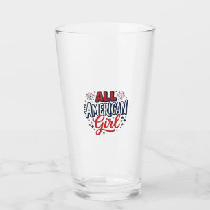Verre Fille tout à fait américaine dessin vectoriel vint
