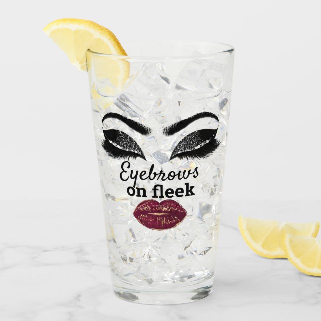 Verre Filles Power Custom Bridal Rouge Kiss Lips Lashes (Devant glace)