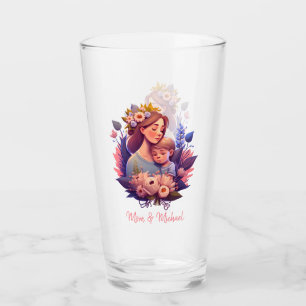 Verre Fils et mère heureux Fête des mères