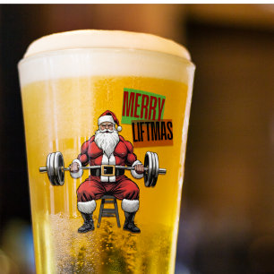 Verre Fitness amusante Noël Vies Barbell Père Noël Bière