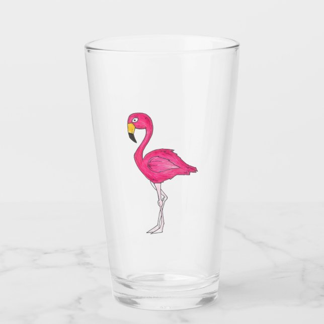 Verre Flamant rose rose chaud Oiseau des îles tropicales (Devant)