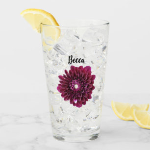 Verre Fleur Dahlia violet profond personnalisée