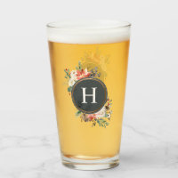 Fleur d'aquarelle Berry Floral Monogramme Noël