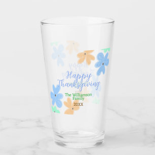 Verre Fleur d'aquarelle bleu orange vert hiverMerci