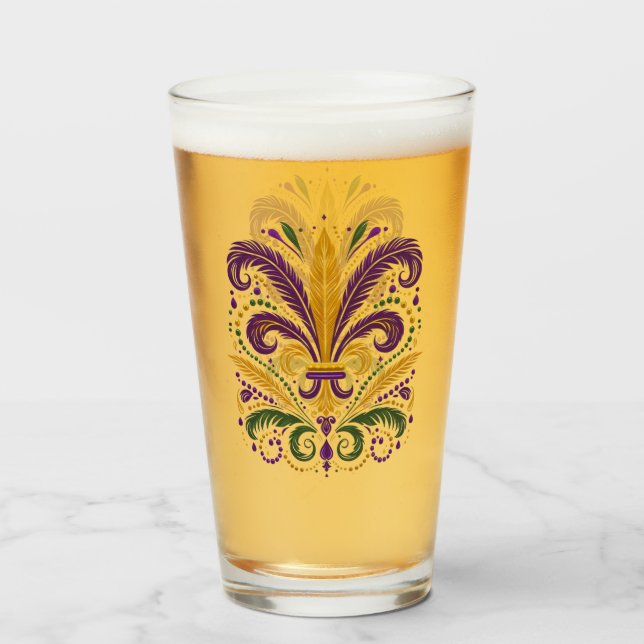 Verre Fleur de lis jaune et vert violet (Devant (rempli))