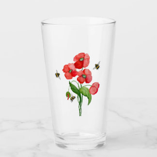 Verre Fleur de pavot et bourdons délicieuses