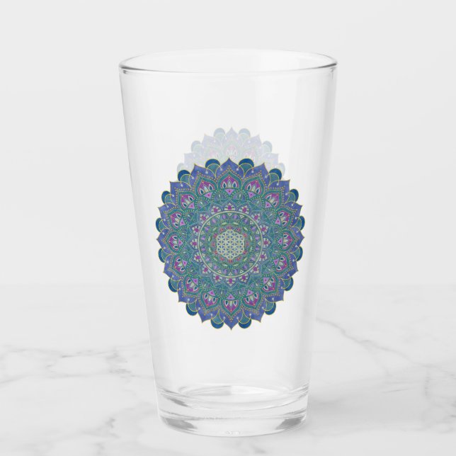 Verre Fleur De Vie - Mandala India Style 1 (Devant)