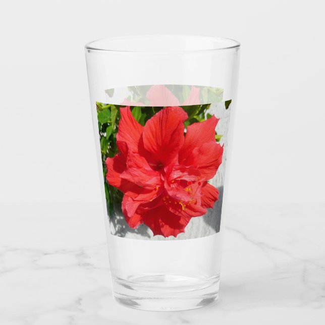 Verre Fleur d'Hibiscus Double Rouge (Devant)