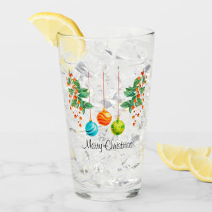 Verre Fleur Et Ornements De Noël