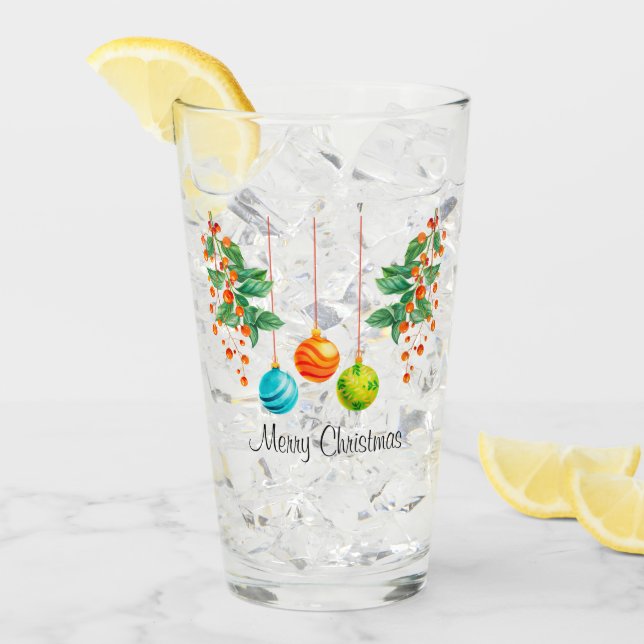 Verre Fleur Et Ornements De Noël (Devant glace)