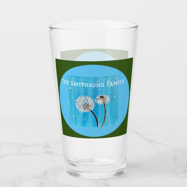 Verre Fleur marguerite verte et bleue personnalisée (Devant)