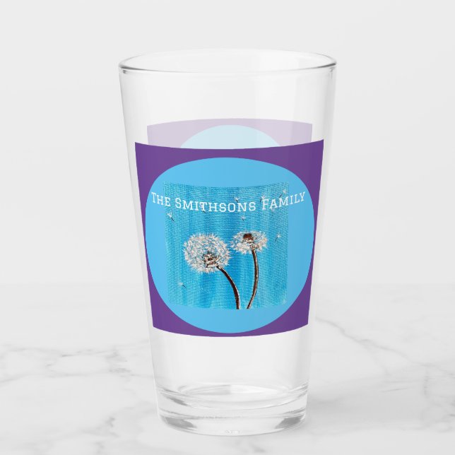 Verre Fleur marguerite violette et blanche Personnalisée (Devant)