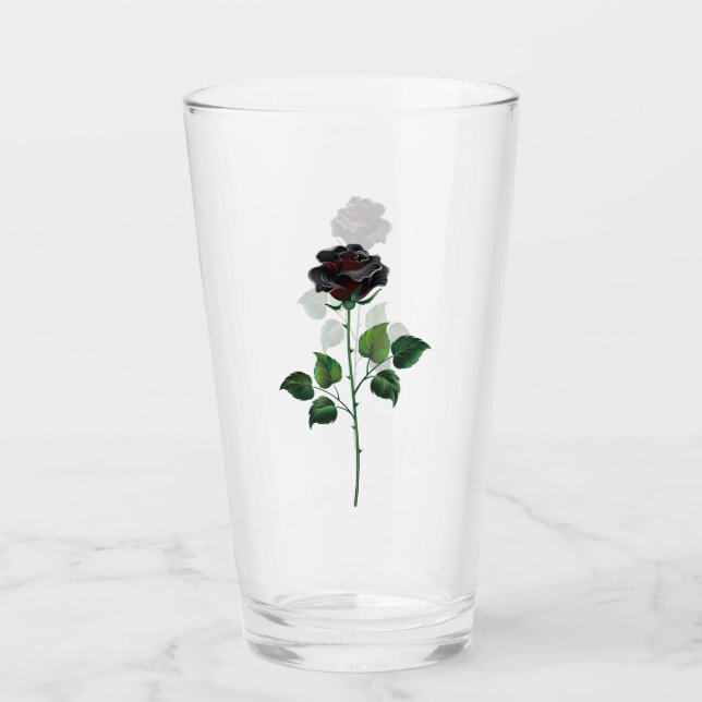 Verre Fleur rose noire (Devant)