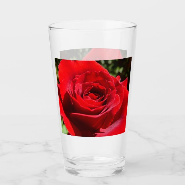 Verre Fleur rose rouge vif Belle florale (Devant)