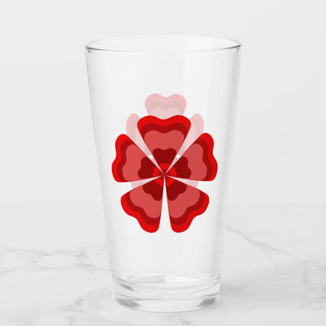 Verre Fleur Rouges Rétro Stylisée (Devant)