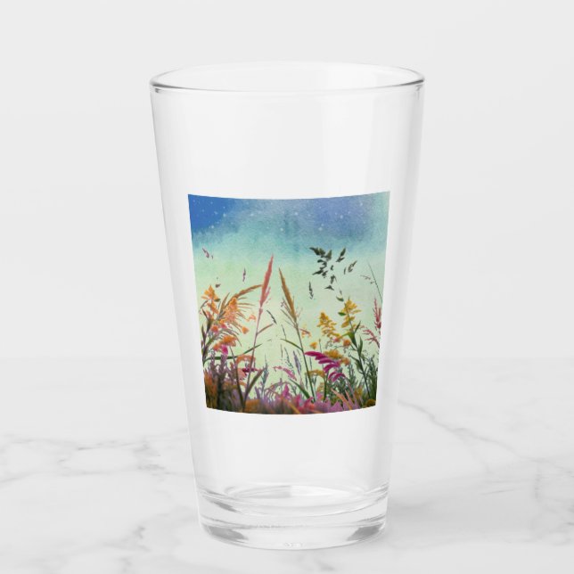Verre Fleur sauvage Et Étoiles (Devant)