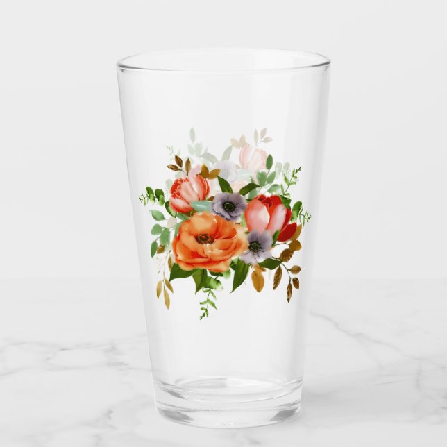Verre Fleurs aquarelles douces (Devant)