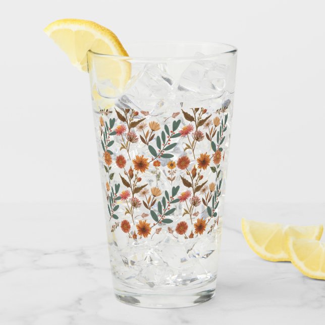 Verre Fleurs automnales (Devant glace)