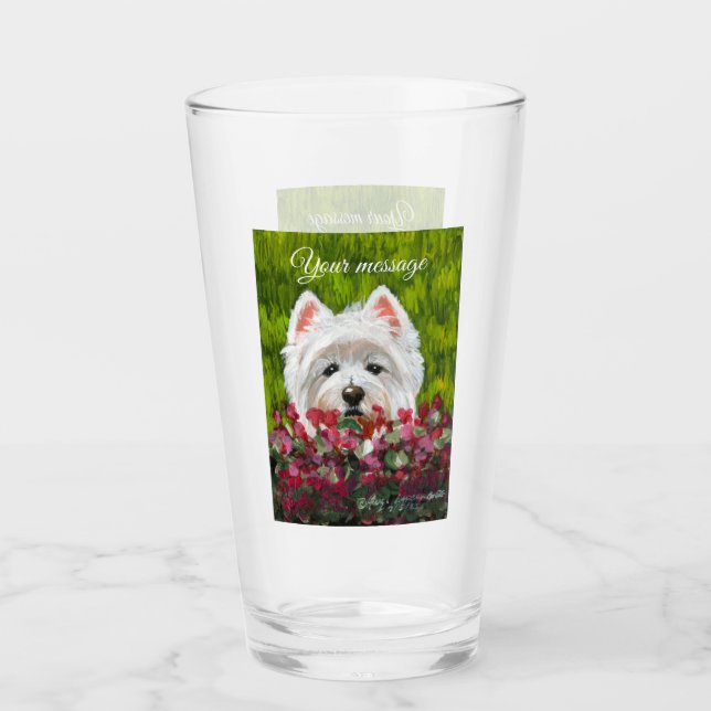 Verre Fleurs blanches et roses (Devant)