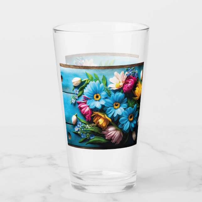 Verre Fleurs colorées (Devant)