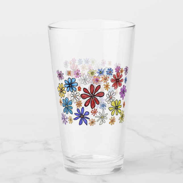 Verre Fleurs colorées (Devant)
