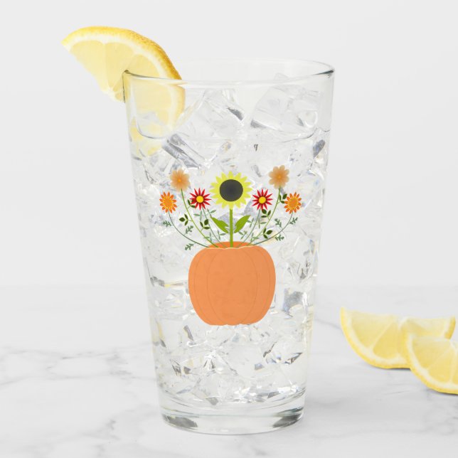Verre Fleurs d'action de grâce en Citrouille (Devant glace)