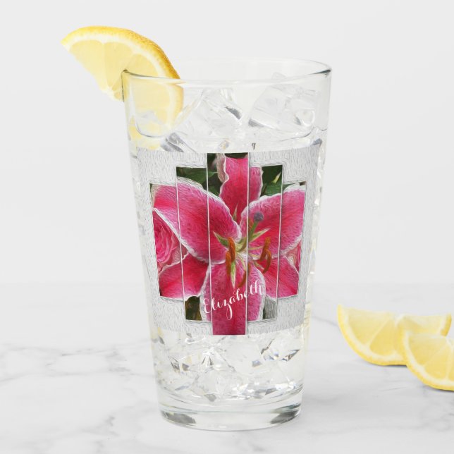 Verre Fleurs d'Aquarelle Florale Rose (Devant glace)