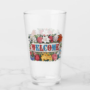 Verre Fleurs de BIENVENUE Vintage Fête de Chauffage