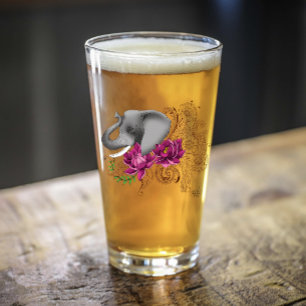 Verre Fleurs de lotus henné éléphant