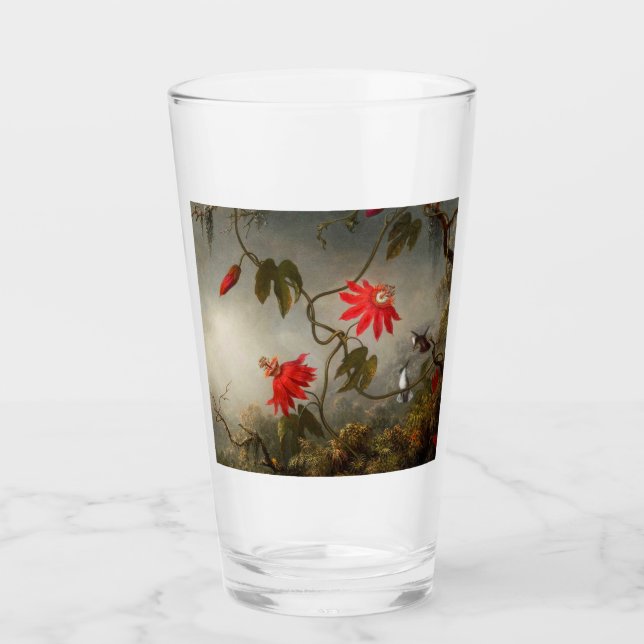 Verre Fleurs de passion avec tête de colibris (Devant)