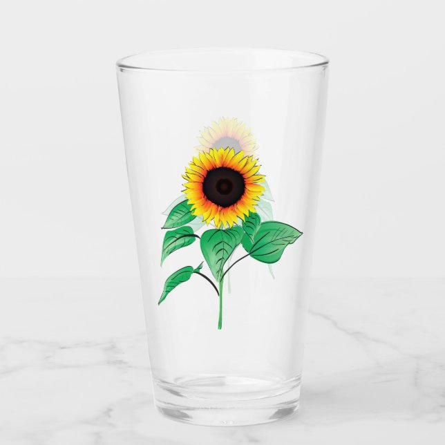 Verre Fleurs de soleil Art (Devant)