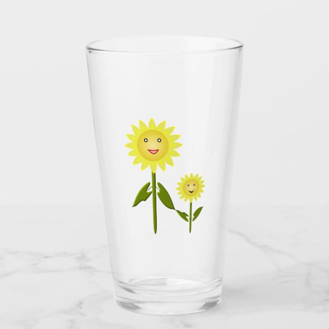 Verre Fleurs de soleil de la fête des mères (Devant)