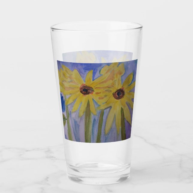 Verre Fleurs de soleil jaunes d'été (Devant)