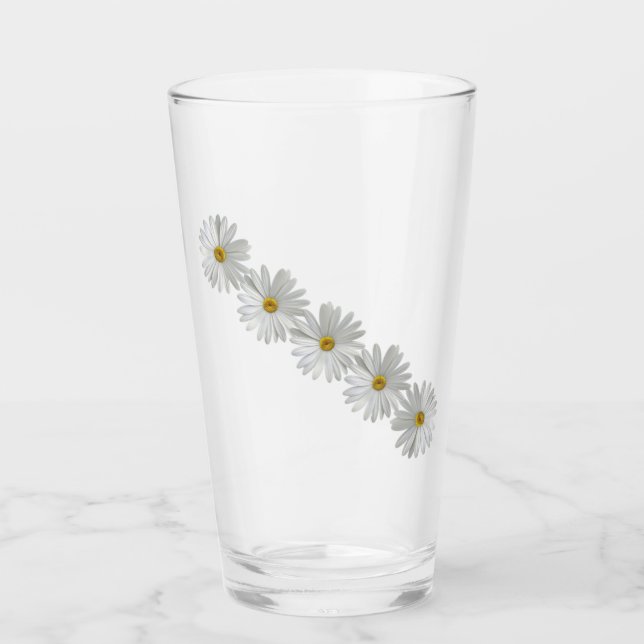 Verre  Fleurs marguerites blanches (Devant)