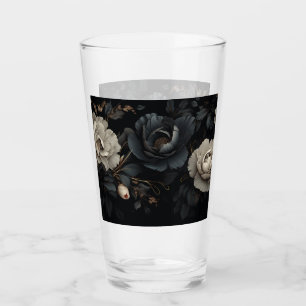 Verre Fleurs noires et blanches