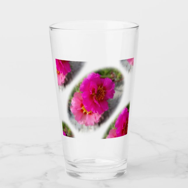 Verre Fleurs roses au soleil (Devant)