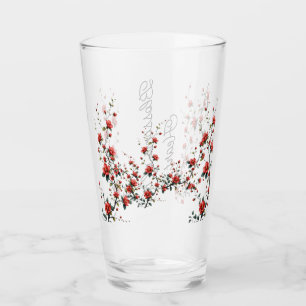 Verre Fleurs rouges sur une branche de printemps silenci