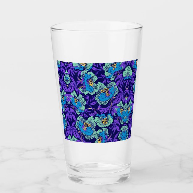 Verre Fleurs violettes et bleues William Morris (Devant)
