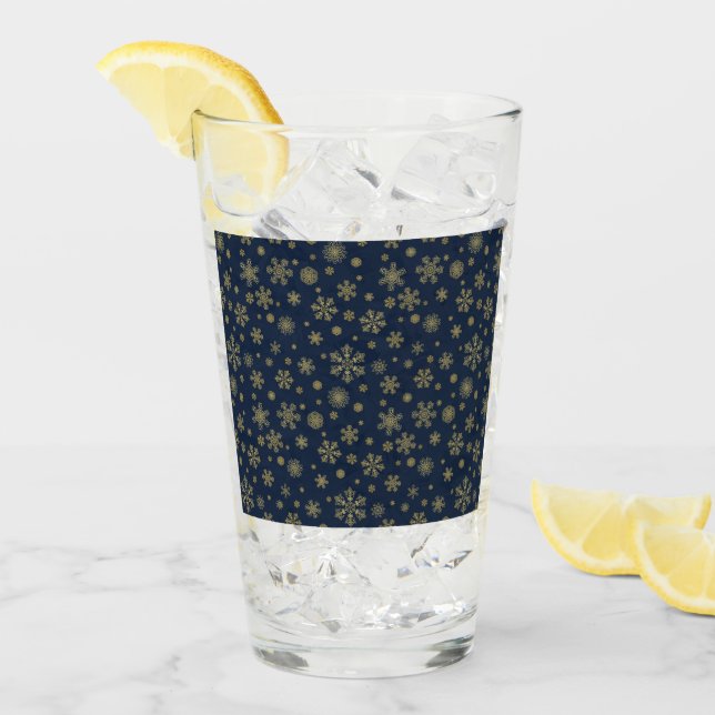 Verre Flocon de neige doré élégant motif d'hiver (Devant glace)
