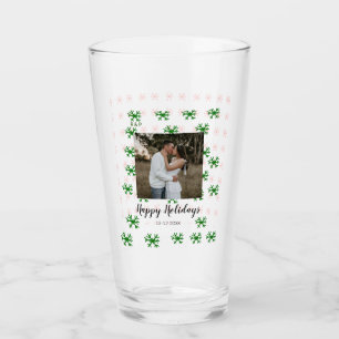 Verre flocons de neige rouge vert texte photo joyeux noë