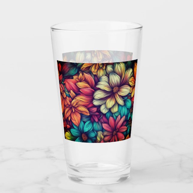 Verre Floral Abstrait coloré #42 (Devant)