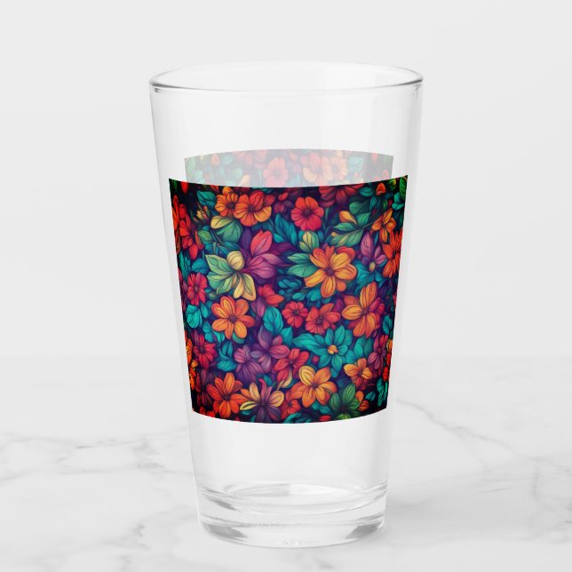 Verre Floral Abstrait coloré #44 (Devant)